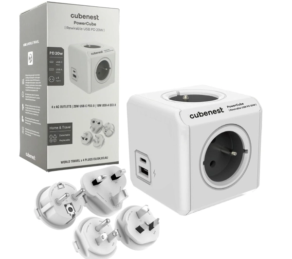 Cubenest PowerCube Rewirable USB A+C PC620 PD 20W Szary