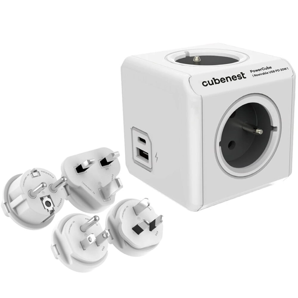 Kostka Cubenest PowerCube Rewirable USB A+C PC620 PD 20W Szary