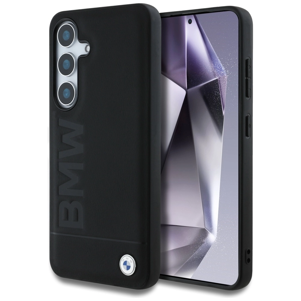 Etui BMW Leather Big Wordmark do Galaxy S25 Plus Czarny