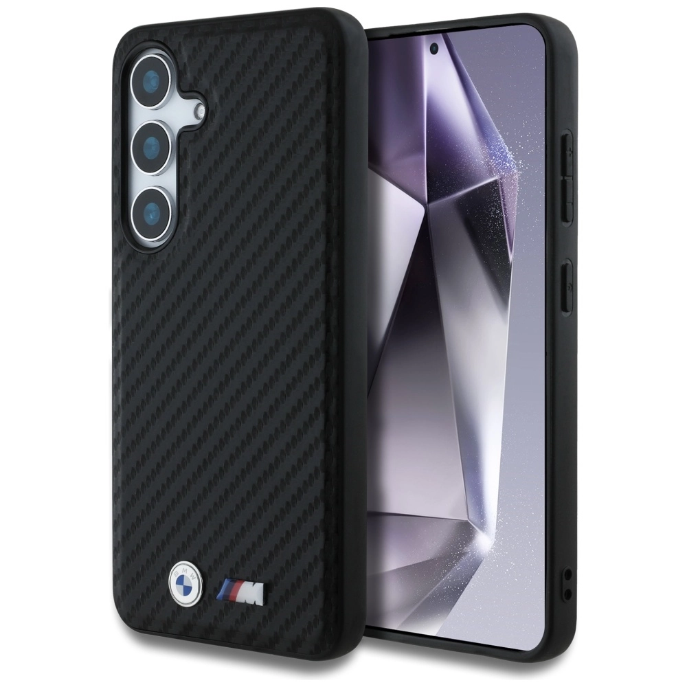 Etui BMW Leather Carbon MagSafe do Galaxy S25 Czarny