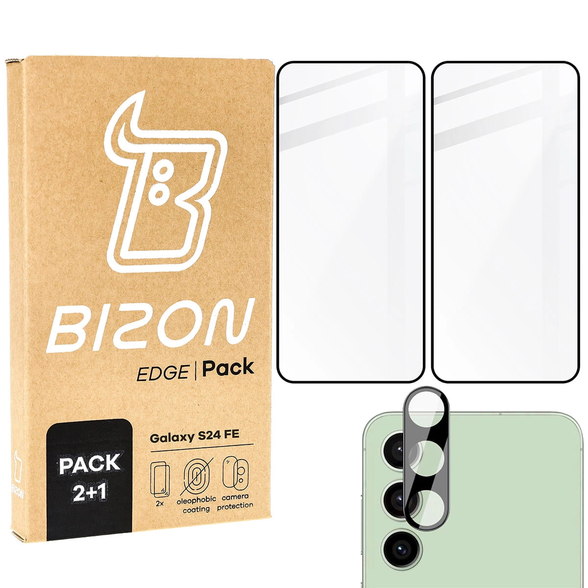 Zestaw ochronny Bizon 2x szkło + szybka na aparat Edge 2 Pack do Galaxy S24 FE