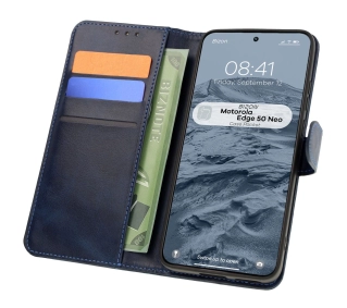 Bizon z klapką Pocket do Motorola Edge 50 Neo Granatowy