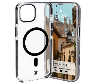 Bizon Marco z MagSafe do iPhone 14/13 Przezroczyste z czarną ramką