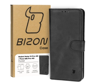 Bizon z klapką Pocket do Xiaomi Poco M6 Pro 4G/Xiaomi Redmi Note 13 Pro 4G Czarny