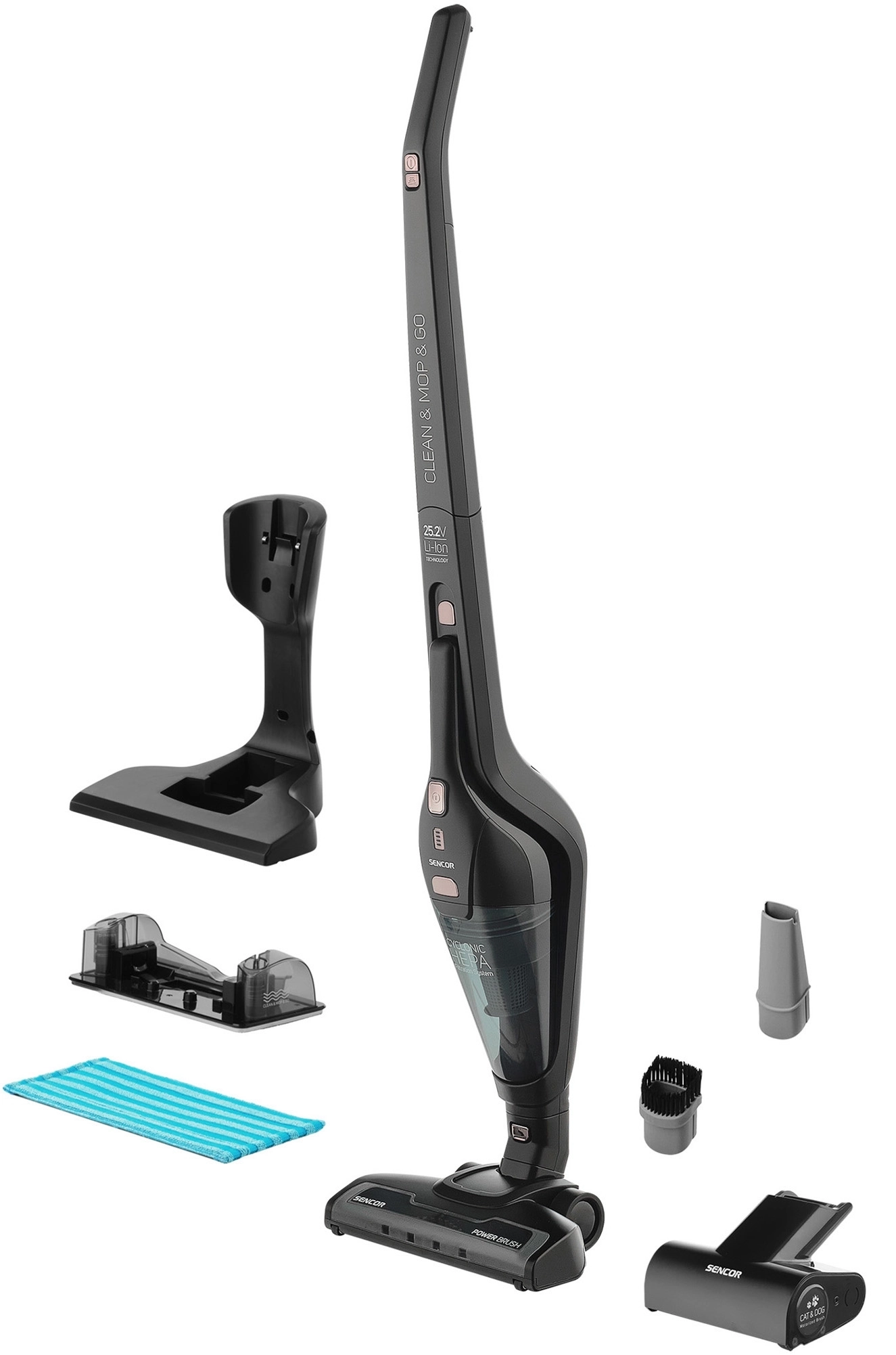 Odkurzacz bezprzewodowy Sencor SVC 0675BK-EUE2 50min Funkcja mycia Mini elektroszczotka