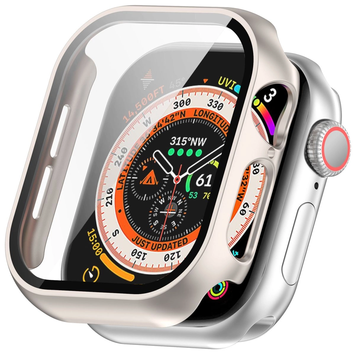 Nakładka na tarczę Bizon ze szkłem do Apple Watch 10/11 46mm Szampańskie