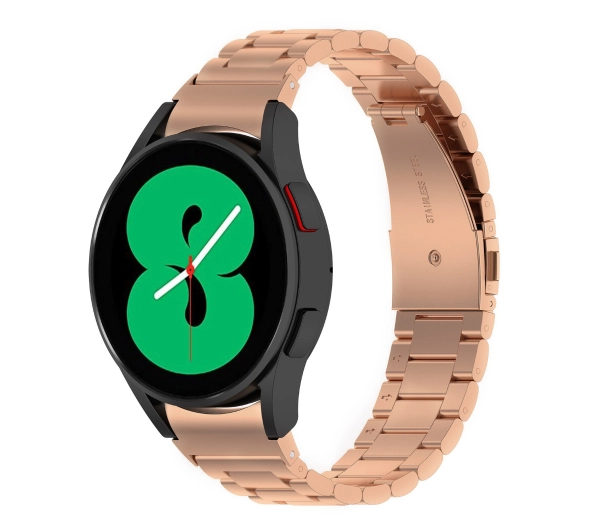 Bizon ze stali nierdzewnej Aura do Samsung Galaxy Watch FE/7/6/6 Classic/5/5 Pro/4/4 Classic Różowo-złoty
