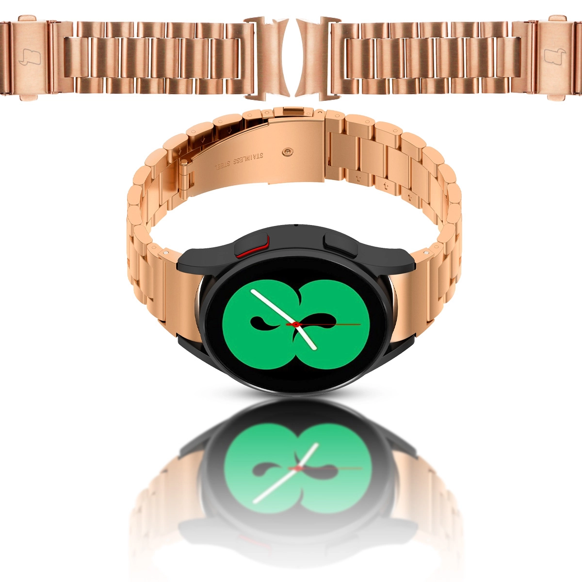 Bransoleta Bizon ze stali nierdzewnej Aura do Samsung Galaxy Watch FE/7/6/6 Classic/5/5 Pro/4/4 Classic Różowo-złoty