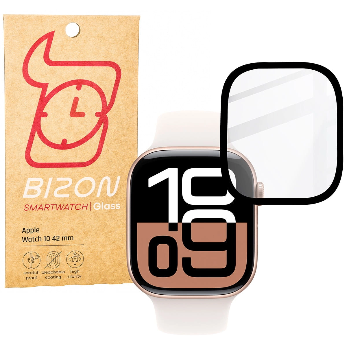 Szkło hybrydowe Bizon Edge Hybrid do Apple Watch 10 42mm