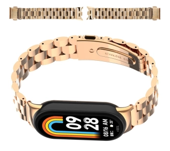 Bransoleta Bizon ze stali nierdzewnej Aura do Xiaomi Smart Band 9 / 9 NFC / 8 Różowo-złoty