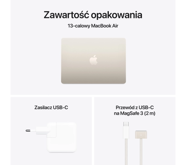 Apple MacBook Air 2025 13,6" M4 16GB RAM 512GB Dysk macOS Księżycowa poświata Funkcje AI - Kup na Raty - RRSO 0%