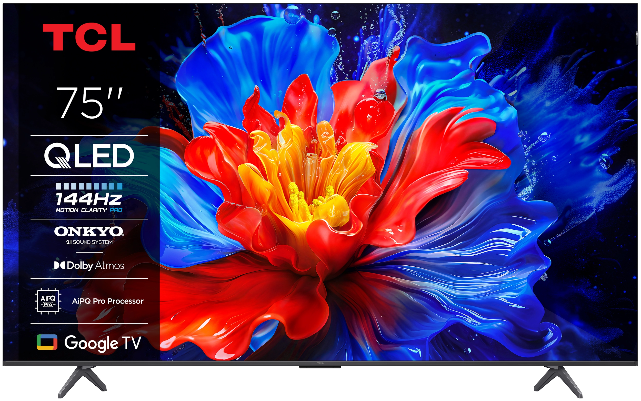 Telewizor TCL 75P8K 75" QLED 4K 144Hz Google TV Dolby Vision Dolby Atmos HDMI 2.1 DVB-T2
