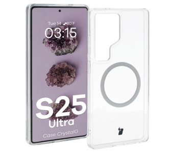 Etui Bizon CrystalO z MagSafe do Galaxy S25 Ultra Przezroczyste