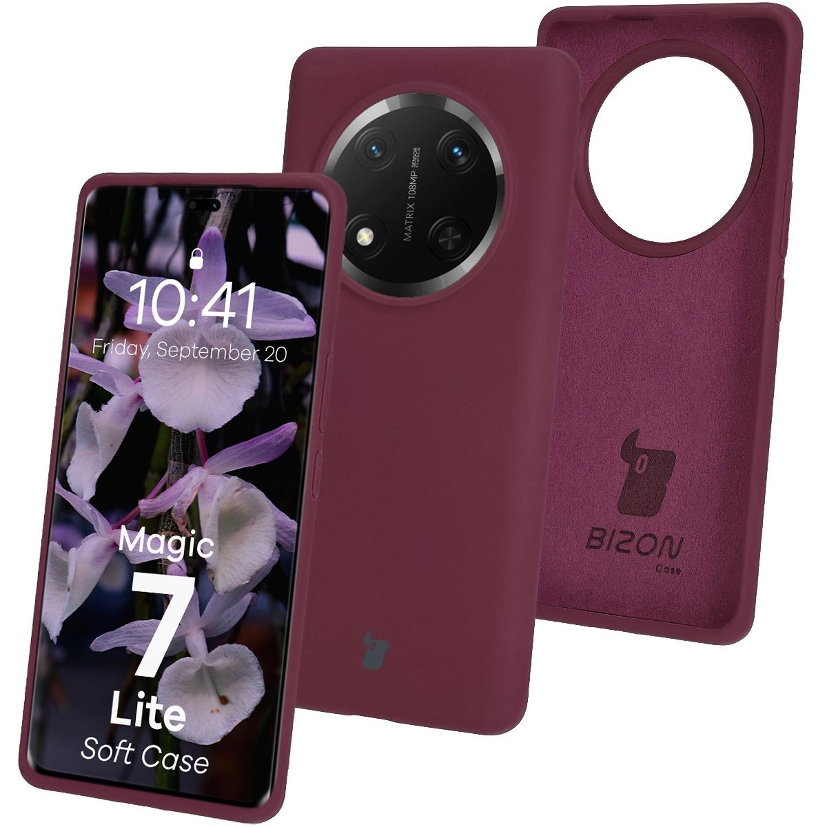 Etui Bizon Silikonowe Soft do Honor Magic7 Lite Ciemno-fioletowy