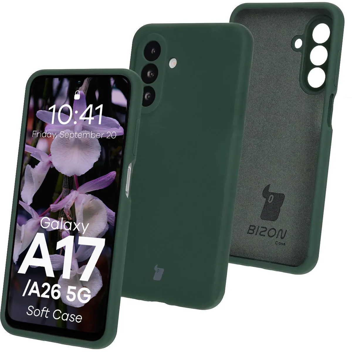 Etui Bizon Soft do Galaxy A26 5G/A17 5G Ciemnozielony
