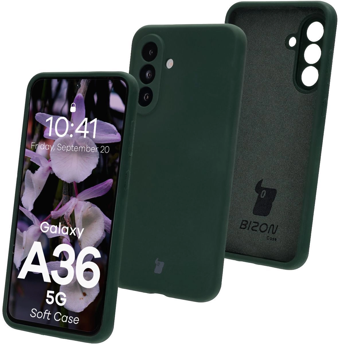 Etui Bizon Silikonowe Soft do Galaxy A36 5G Ciemnozielony