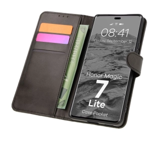 Bizon z klapką Pocket do Honor Magic7 Lite Czarny