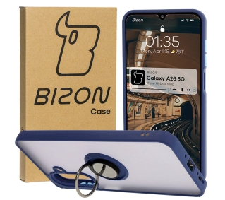 Bizon z uchwytem na palec Hybrid Ring do Galaxy A26 5G Przydymione z granatową ramką
