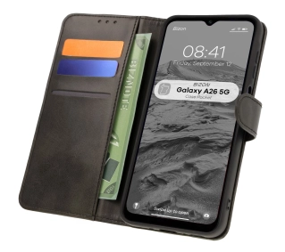 Bizon z klapką Pocket do Galaxy A26 5G Czarny