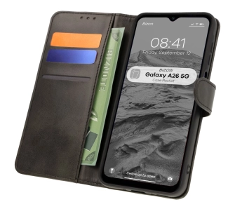 Etui Bizon z klapką Pocket do Galaxy A26 5G Czarny