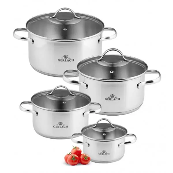 Zestaw garnków Gerlach Viva  Indukcja Stal szlachetna 8 elementów