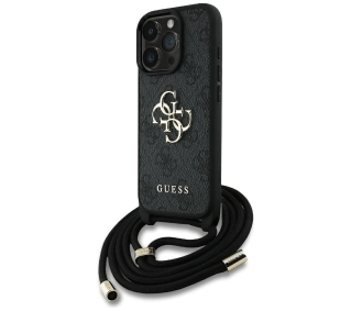 Guess 4G Big Logo Cord Stap Crossbody do iPhone 16 Pro Max Czarny