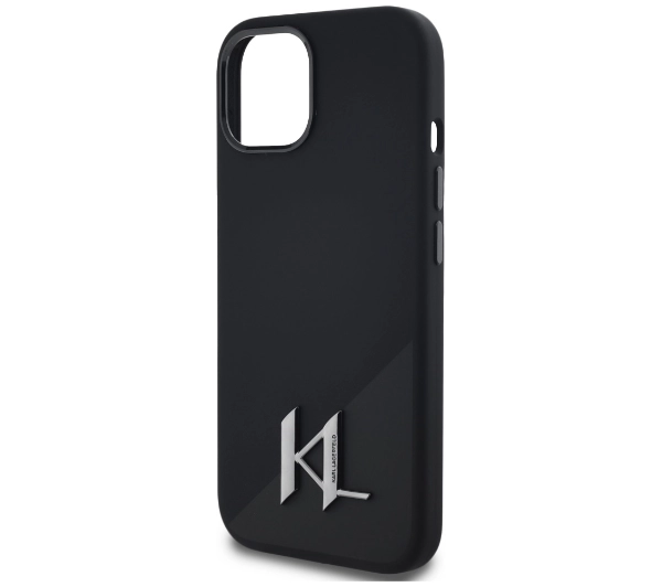 Karl Lagerfeld Silicone Shadow Metal Initial MagSafe do iPhone 15 Czarny