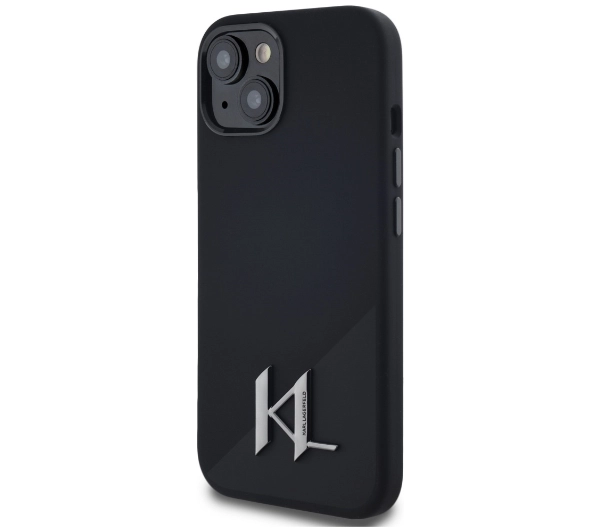 Karl Lagerfeld Silicone Shadow Metal Initial MagSafe do iPhone 15 Czarny