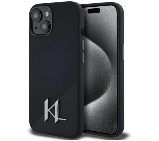 Karl Lagerfeld Silicone Shadow Metal Initial MagSafe do iPhone 15 Czarny