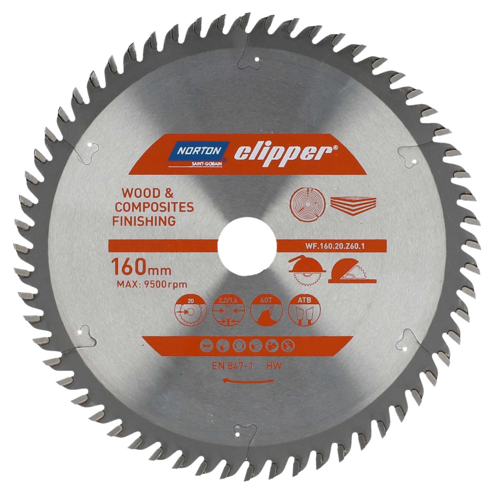 Tarcza TCT Norton Clipper do wykończenia drewna 160mm