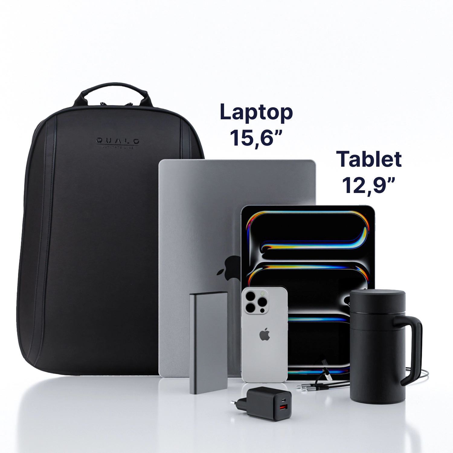 Plecak na laptopa QUALO QPS-W-BZ01 wodoodporny 15,6" Czarny