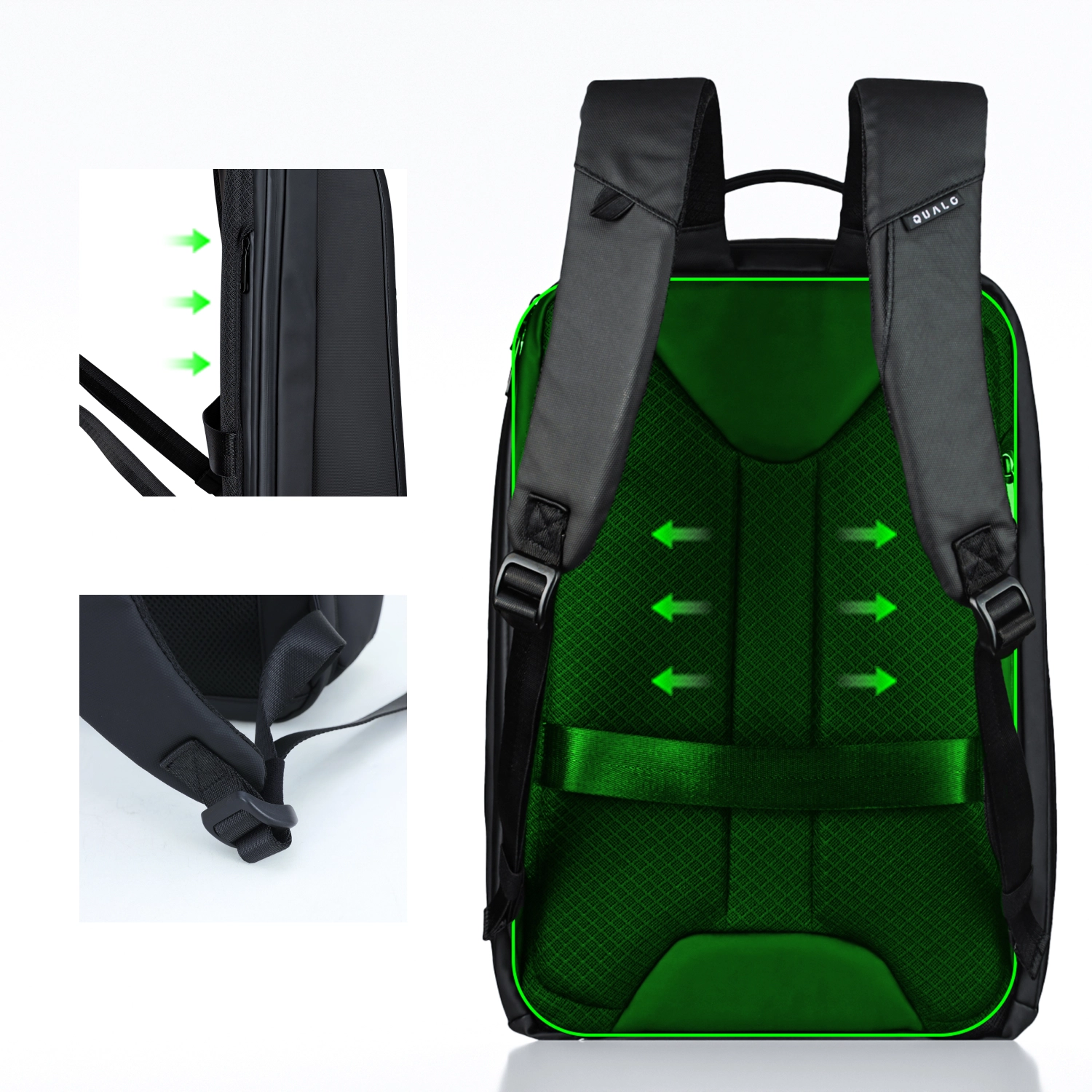 Plecak na laptopa QUALO QPS-W-BZ01 wodoodporny 15,6" Czarny