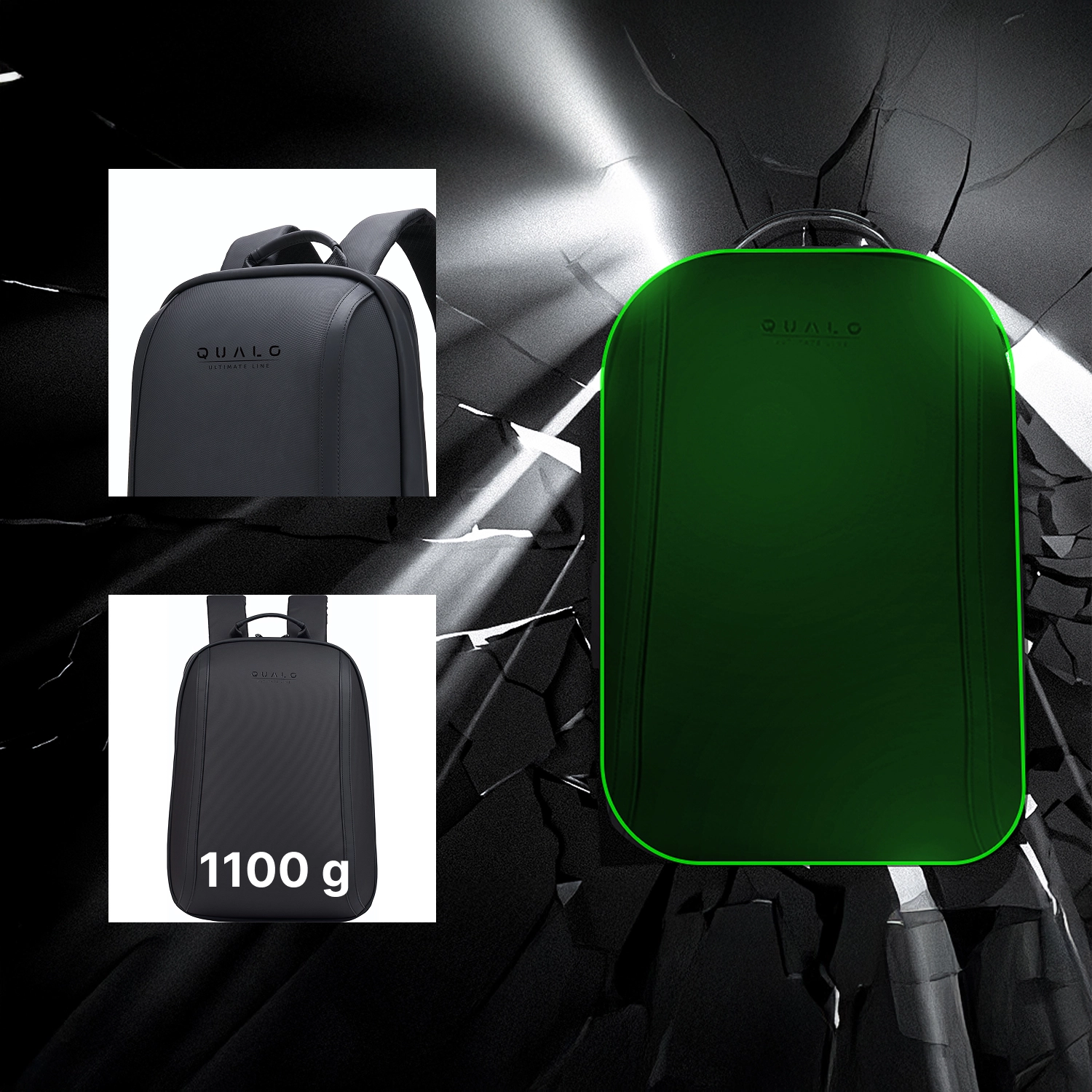 Plecak na laptopa QUALO QPS-W-BZ01 wodoodporny 15,6" Czarny