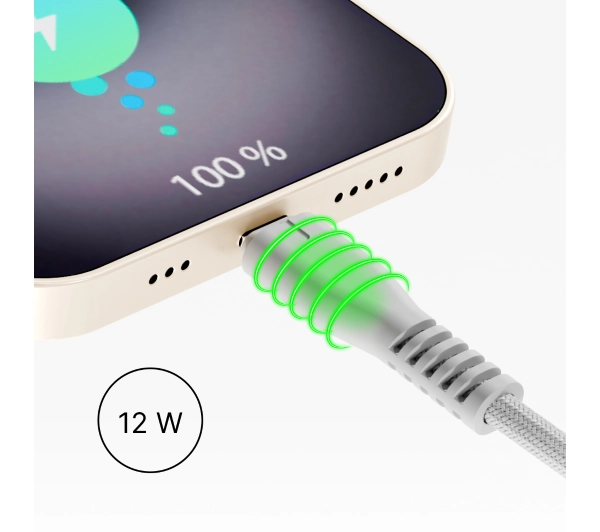 QUALO USB-C z Lightning 1,5m 2,4A Szary