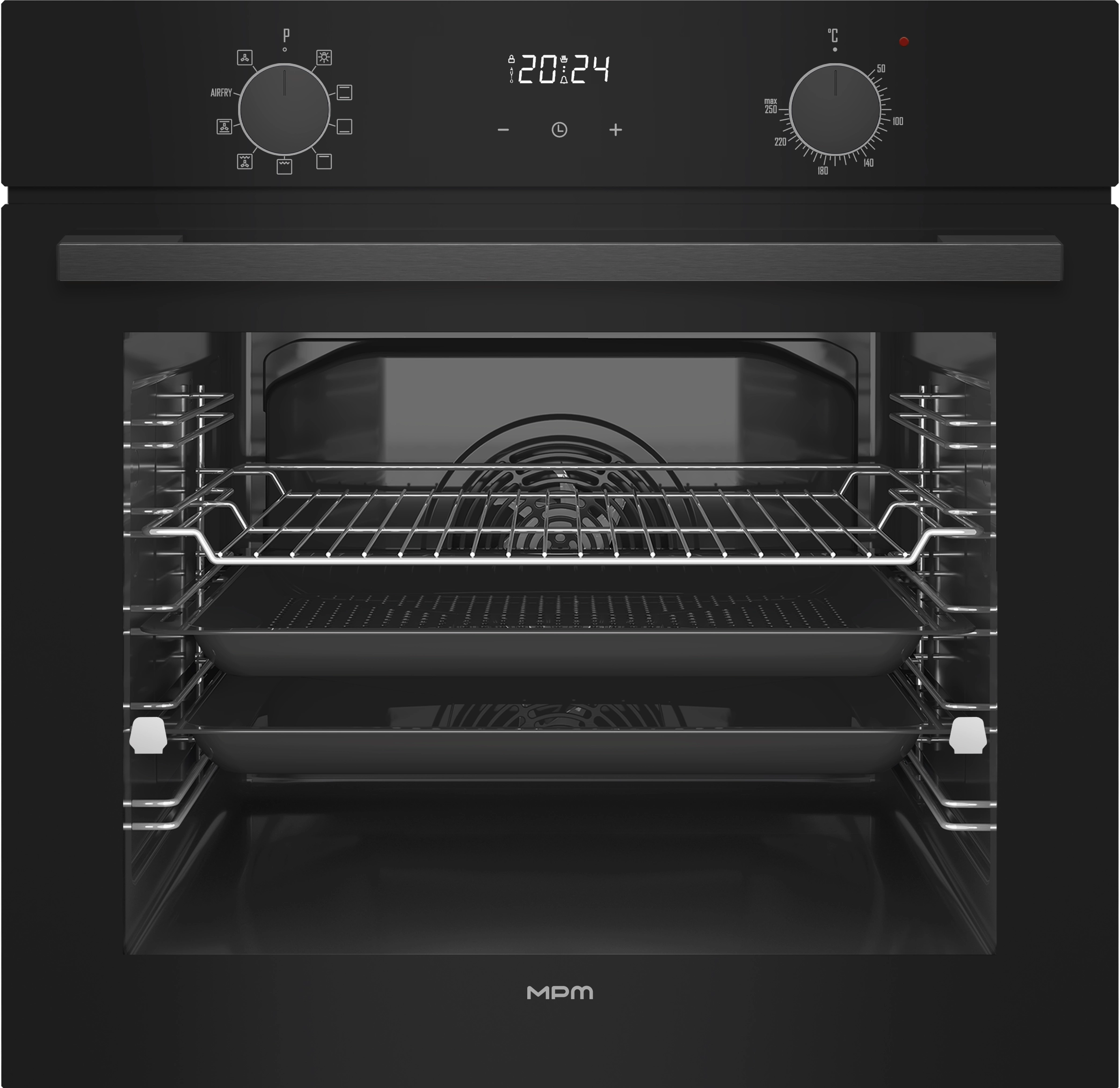 Piekarnik elektryczny MPM 63-BO-30 Termoobieg AirFry Czarne szkło