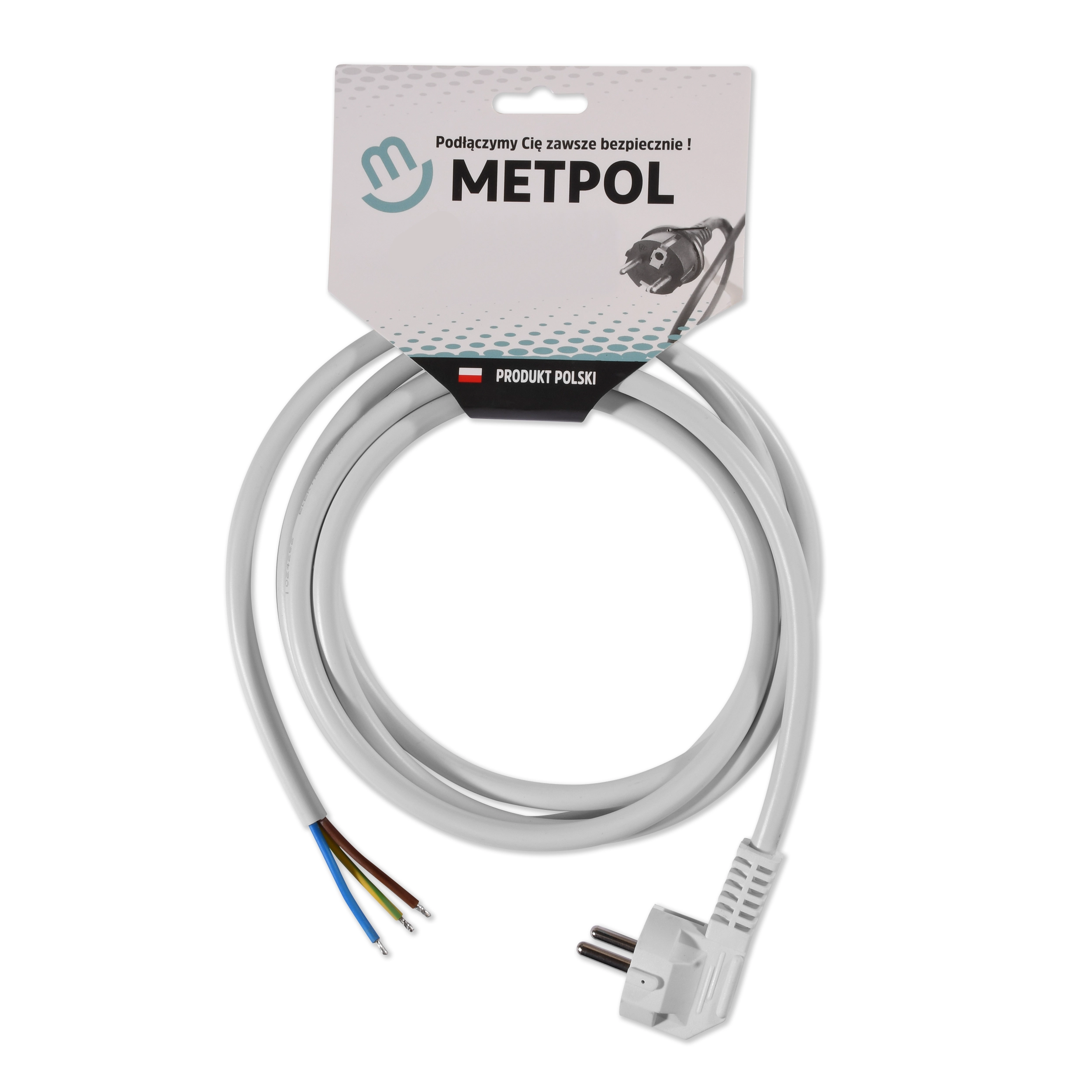 Kabel zasilający Metpol z wtyczka 3x2,5 dł. 2,5 m (W-1 H05VV-F 3G2,5 L-2500 art. 1351751/2034)
