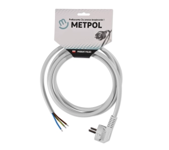 Kabel zasilający Metpol z wtyczka 3x2,5 dł. 2,5 m (W-1 H05VV-F 3G2,5 L-2500 art. 1351751/2034)