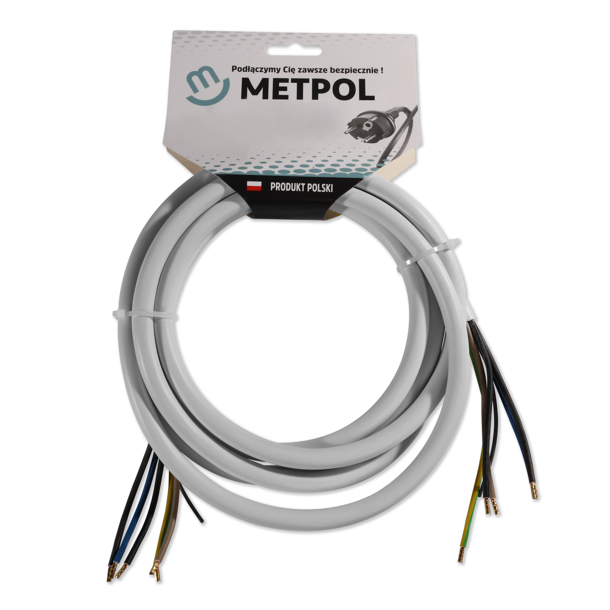 Kabel zasilający Metpol 5x2,5 dł. 2,5 m (H05VV-F 5G2,5 L-2500 art. 1351713/2038)