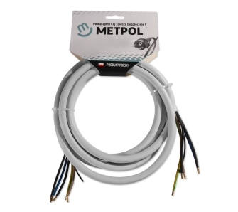 Kabel zasilający Metpol 5x2,5 dł. 2,5 m (H05VV-F 5G2,5 L-2500 art. 1351713/2038)