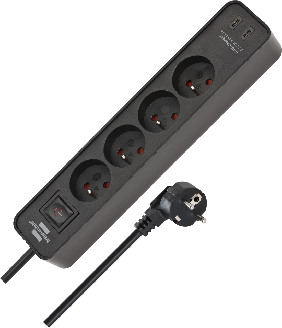 Listwa Brennenstuhl Ecolor 4 gniazda 1,5m 2xUSB-C Czarny