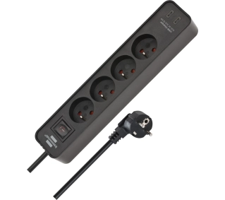Brennenstuhl Ecolor 4 gniazda 1,5m 2xUSB-C Czarny