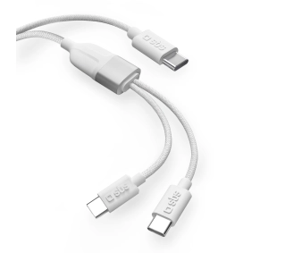 SBS Splitter USB-C do 2xUSB-C 60W+25W 1,5m Biały