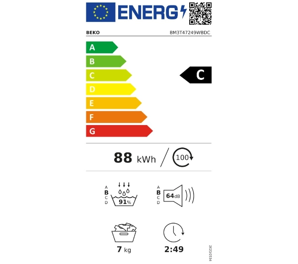 Beko pralka b300 BM3WFU47215WBDC EnergySpin Slim 7kg 1200obr/min + suszarka b300 BM3T47249WBDC Slim 47cm 7kg - Kup na Raty - RRSO 0%