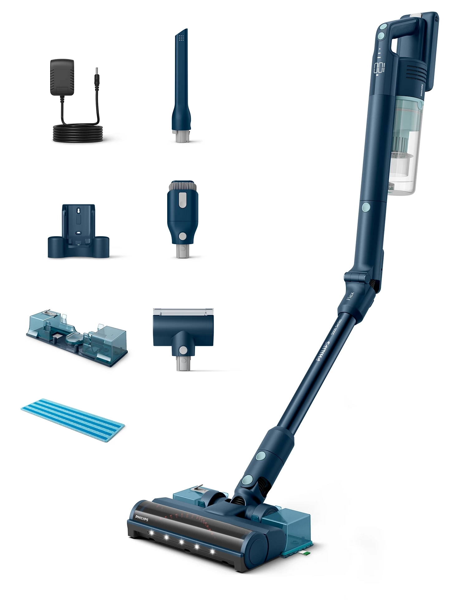 Odkurzacz bezprzewodowy Philips Flex Seria 5000 XC5244/10 60min Funkcja mycia Wymienny akumulator