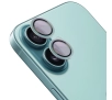 Szkło hartowane Bizon na aparat z aplikatorem Snap Lens do iPhone 16/16 Plus turkusowa ramka
