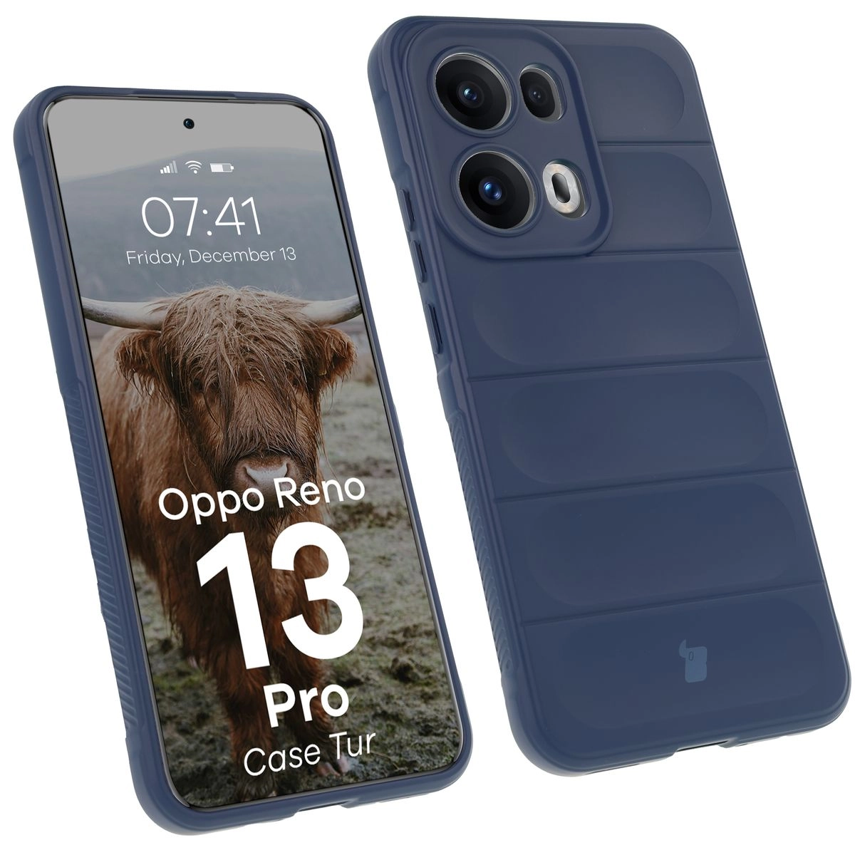 Etui Bizon Tur do Oppo Reno13 Pro Granatowy