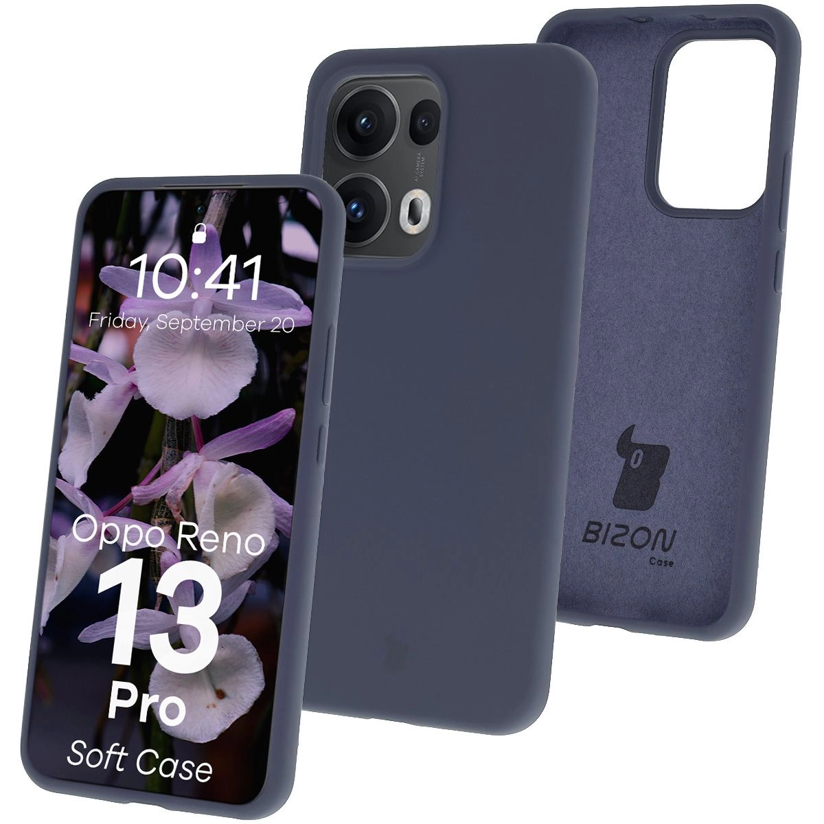 Etui Bizon Silikonowe Soft do Oppo Reno13 Pro Granatowy