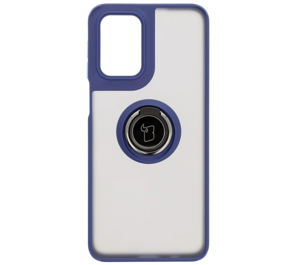 Bizon z uchwytem na palec Hybrid Ring do Motorola Moto G55 5G przydymione z Granatową ramką