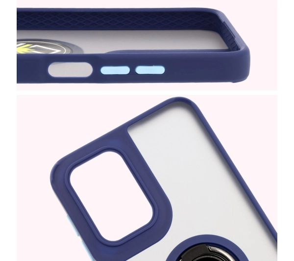 Bizon z uchwytem na palec Hybrid Ring do Motorola Moto G55 5G przydymione z Granatową ramką