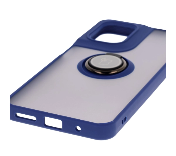 Bizon z uchwytem na palec Hybrid Ring do Motorola Moto G05/E15 przydymione z Granatową ramką